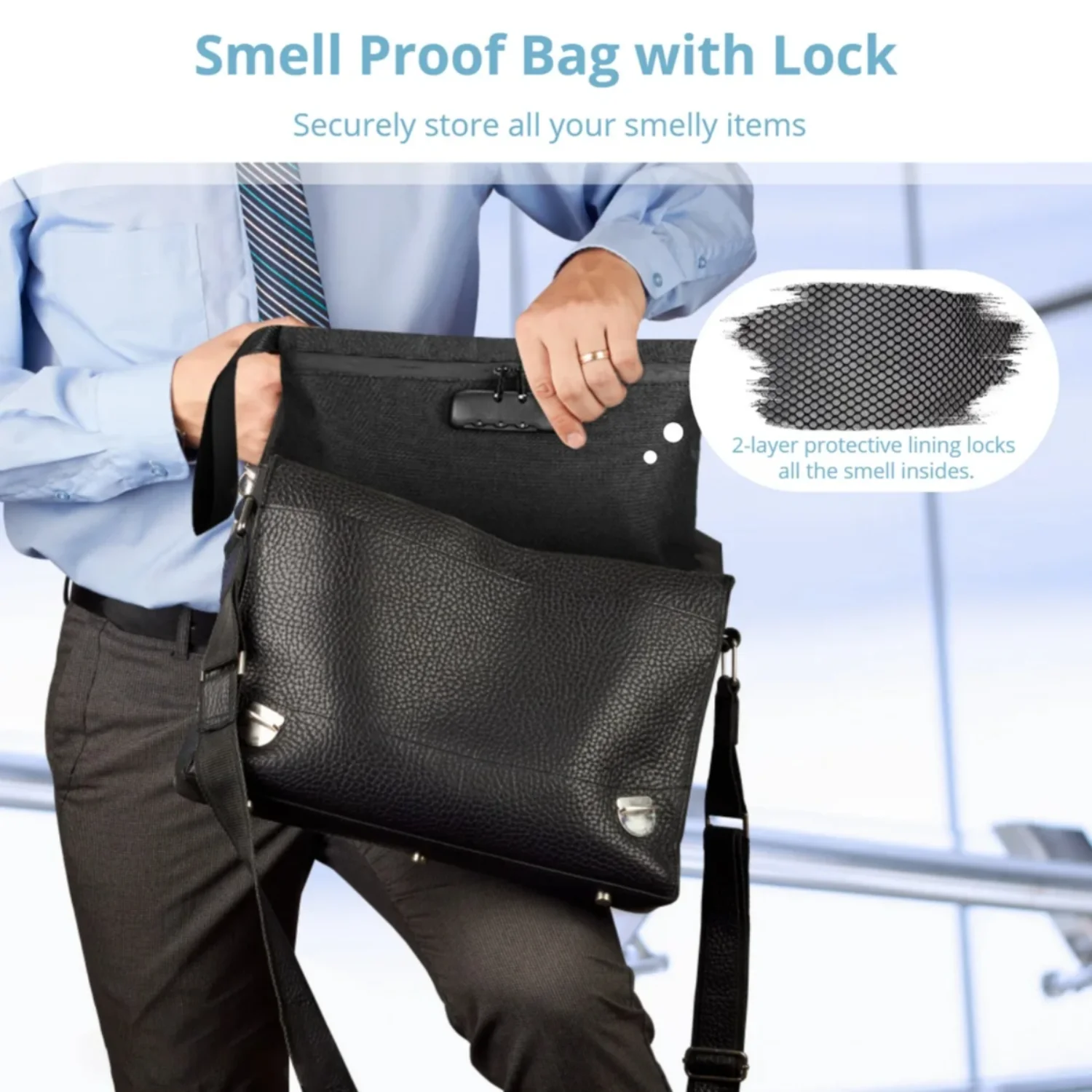 1Pc Smellproof With Combination Lock Waterproof Accessories Carrying Portable Travel Pouch Large Organizer Case