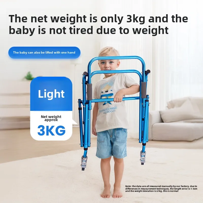 Foldable Children's Walker with Wheels Aluminum Alloy Walker Lower Limb Training Standing Four Wheeled Mobility Scooter