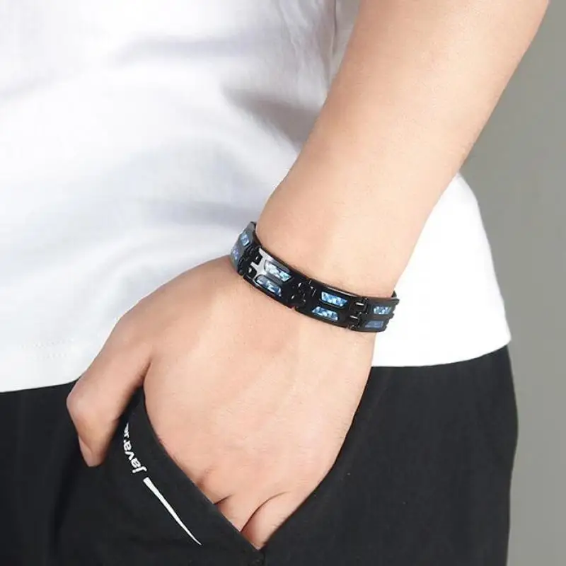 Pulsera de turmalina magnética de energía negra, joyería de salud para hombres, promueve la circulación sanguínea, pulsera para perder peso