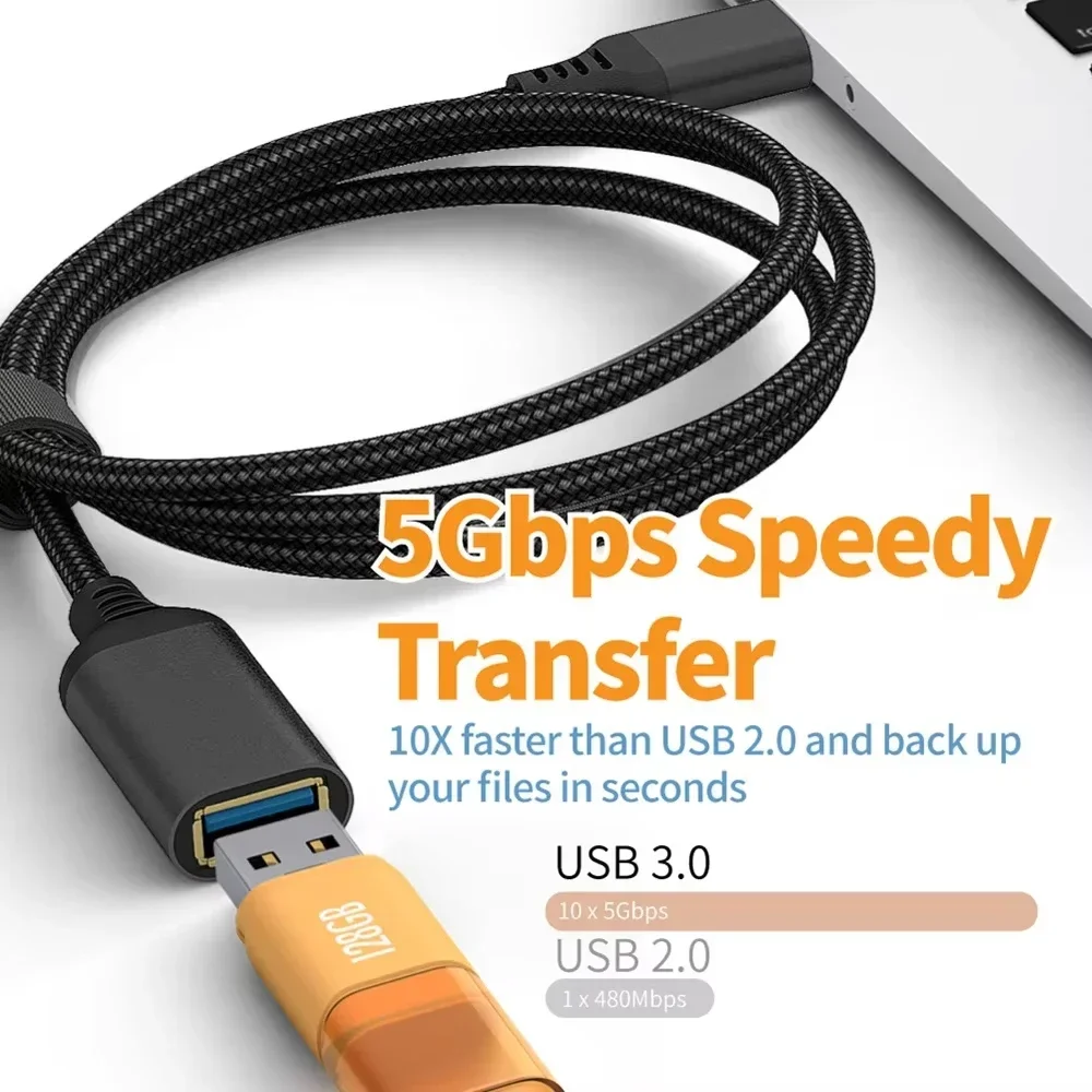 0.5M/1M/2M/3M/5M Nylon Braided USB 3.0 Male-To-Female High-Speed Transmission Data Cable Computer Camera Printer Extension Cable