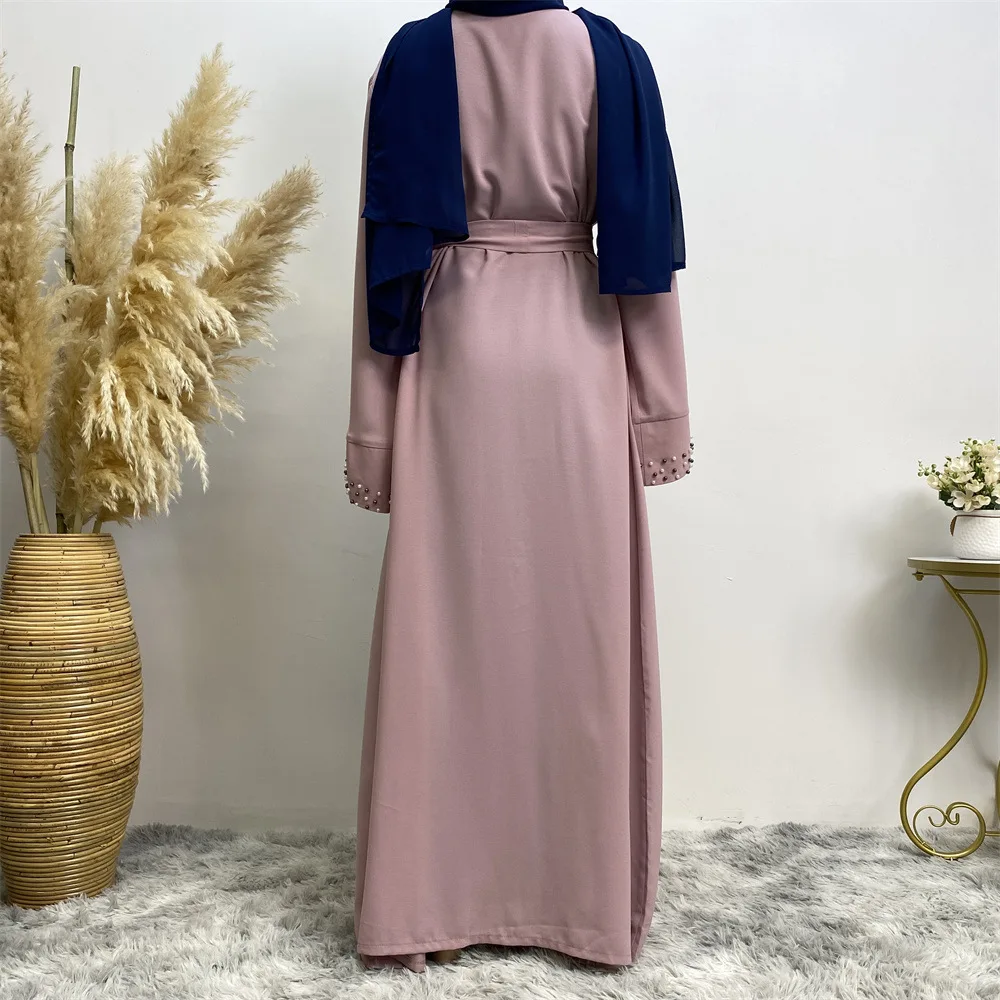 Beading Abaya Dubai Turkey Muslim Hijab Dress Open Abayas for Women Kaftan Ramadan Eid Islamic Clothing Kimono Femme Musulmane
