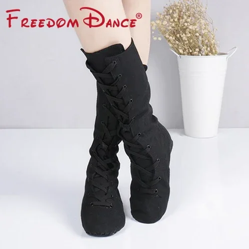 Dance Shoes Canvas Jazz Dance Boots For Dance Studios Lace-up High Boot Gym Yoga Fitness Karate Shoes Dancing Sneakers dance shoes