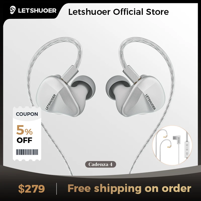 有線イヤホンLETSHUOER-Cadenza4,iem,Hifi,ハイファイモニタリング