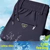 Ice Silk Cool Feeling Zipper ket Casual Pants Thin Loose Long Trousers for Men Summer Workwear Breathable Comfortable Sports