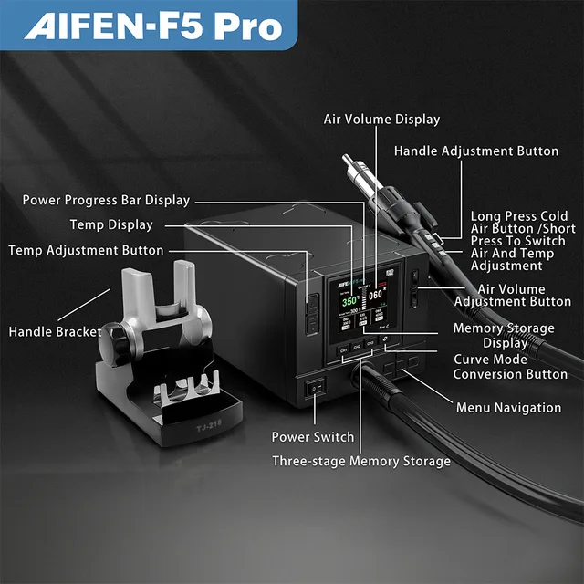 هوت إير احترافي AIFEN F5PRO (قدرة 1000 واط) – تحكم ذكي (AI) لفك وتركيب الآيسيهات والمكونات الدقيقة 6