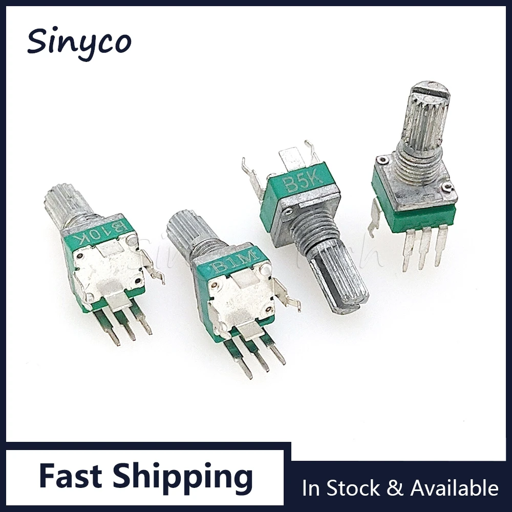 5PCS RK097 타입 단일 수직 3핀 B1K 2K 5K 10K 20K 50K 100K 200K 250K 500K 1M 밀폐형 포텐쇼미터 샤프트 길이 15mm