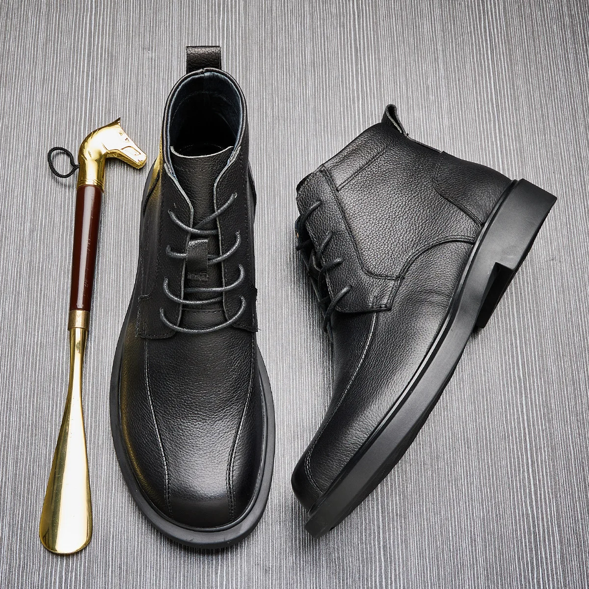 Cashmere Zipper Big Size High Quality Combat Boots Mens Boots and Luxury Shoes Autumn Winter Ankle Boots Genuine Leather Cowhide