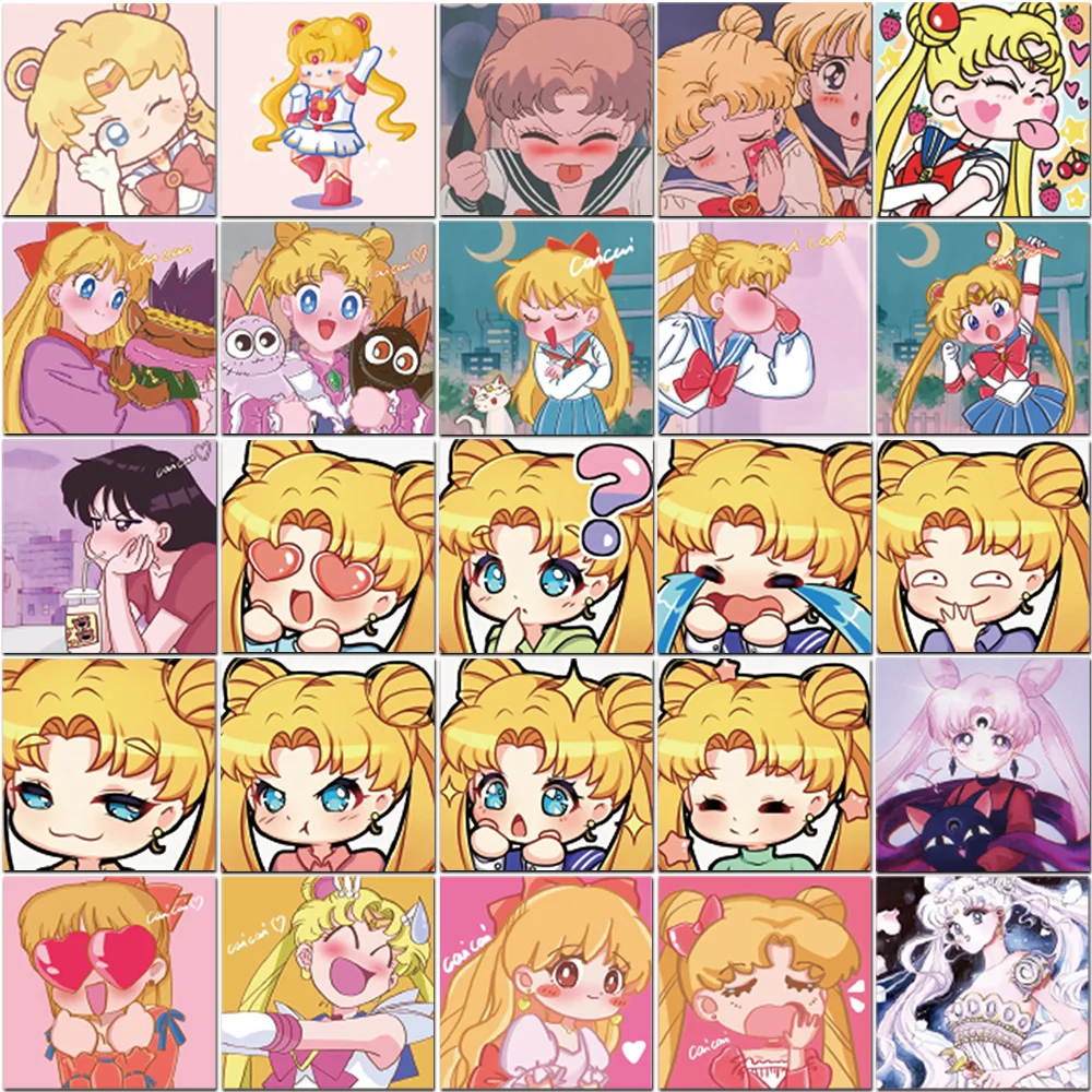 52pc Sailor Moon adesivi per biciclette Water Ice Moon adesivi per Anime custodia per telefono casco Skateboard adesivi per auto bici impermeabili