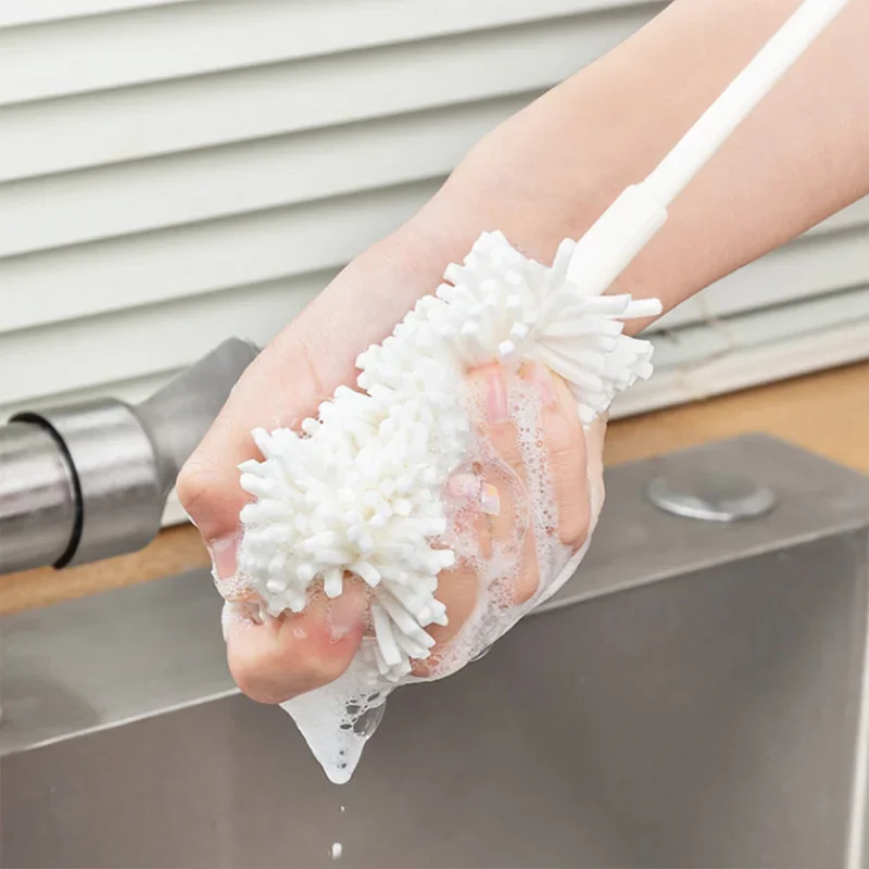 New Kitchen Wine Glass Cleaner Sponge Brush Cup Deep-Clean Reusable Long Handle Non-Scratch For Bottles Scouring Cleaner Tools_voghion.com