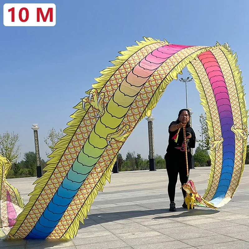 3D Leading 8/10/12m Square Fitness Dragon Dance Red Adult Chinese New Year Dragon Dances Ribbon Stage Performance Props 5