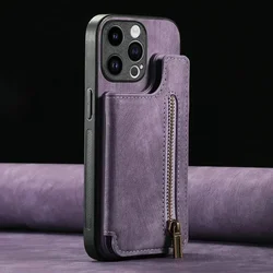 Luxurious Leather Zip Wallet Phone Case with Magnetic Back Cover for Xiaomi Mi 11 Lite 4G (PURPLE)