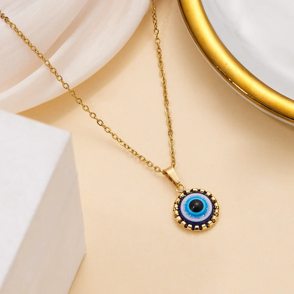 Bague oeil bleu grec main de Fatma or - Esoterique Paris