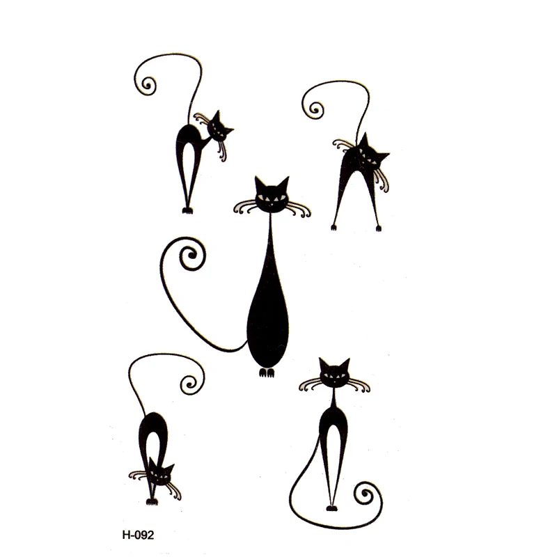 Schwarze Katze temporäre Tattoo Aufkleber Tier temporäre Tattoos Körperkunst wasserdicht Henna Tattoo Muster – Detail 1