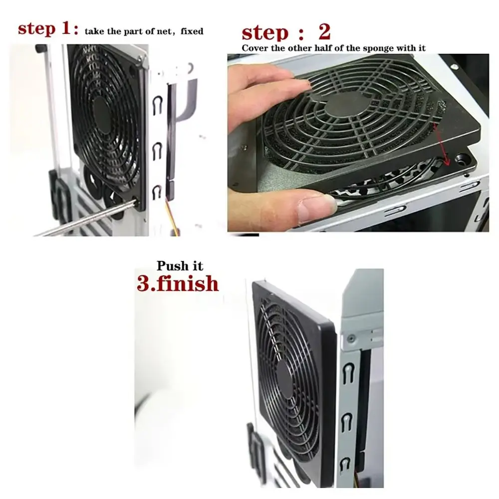 4Pcs Guard Grill Protector PC Computer Fan Filter Cleaning Case 40/50/60/80/90/120mm Fan Dust Filter ABS Case 3in1
