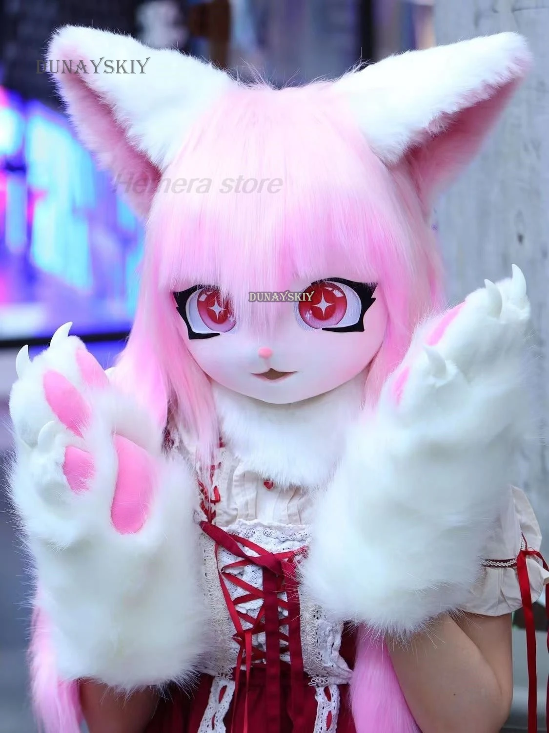 Fursuit Kigurumi Cute Furry Headsets Animal Cosplay Costumes Comiket Furries Rubbit Doll Cat Comiket Furries Doll costumes 8