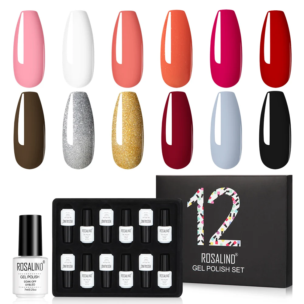 Rosalind Classic Red Series 12Pcs/set Nail Gel Polish Set Bright Nail Art Supplies Cured with UV Lamp Gel Varnish Long Lasting 4