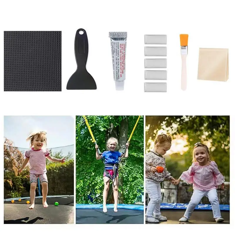 15pcs Trampoline Patch Repair Kit Camping Tent Waterproof Patch Fixing Repair Mat Tear Hole Tool Set