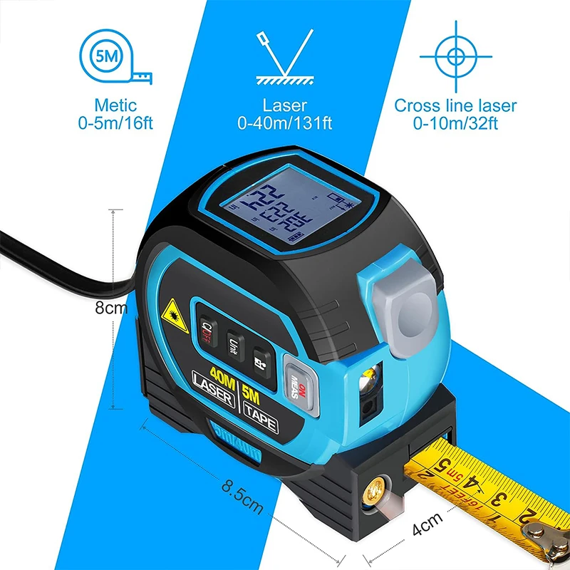 2-in-1 Digital Tape Measure - Ft/Ft+in/in/M 16Ft Tape Measure, Backlit  Display USB Rechargeable Tape Measure with Display, 20 Groups Historical  Memory