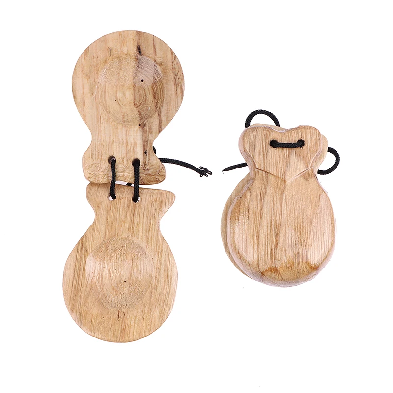 2 Stücke Traditionelle Kastagnette Holz Spanische Kastagnetten Flamenco Tanz Kastagnetten W String Handklöppel Kinder Schlaginstrument – Detail 11