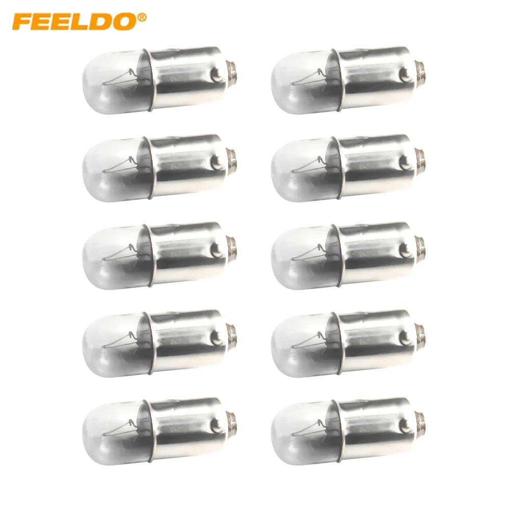 

FEELDO 10pcs DC24V Car Light Auot Ba9s W6W 1895 57 T4W 182 Convex Car Tail Bulb Auto Indicator Halogen Lamp