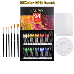 Deluxe Acrylic Paint Set with Professional Brushes - 12ml Tubes for Artistic Creations and DIY Projects (24 Colors)