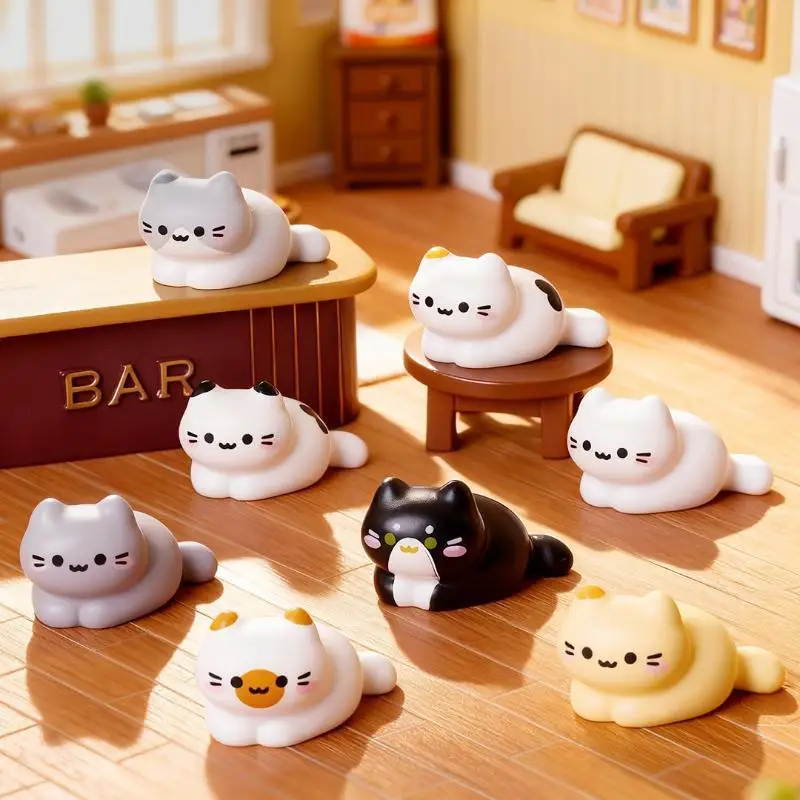 Cute Cat Figurine Set - Miniature Kitten Ornaments for Home, Desk, Car Dashboard, and Micro Landscape Decoration