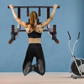 Black Wall Mounted Pull Up Bar - Multifunctional Adjustable Chin Up Horizontal Bar for Chest, Arm & Back Workout for Men & Women 5