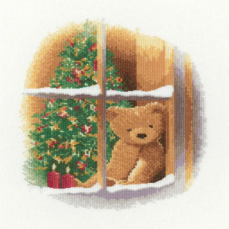 Embroidery William at Christmas Counted Cross Stitch Kit Baby with Cotton Floss & Needlework Kit for Wall Decor