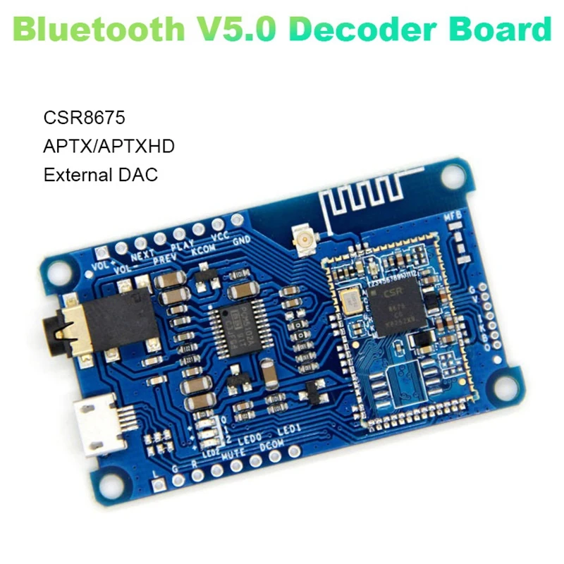 CSR8675 블루투스 V5.0 디코더 보드, PCM5102A 저전력 소비 지지대, APTX, APTX-LL, APTX-HD