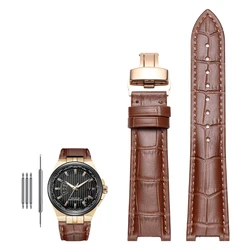 Genuine Leather Notched Watchband for Men's Watches, 24x13mm (Brown rose)