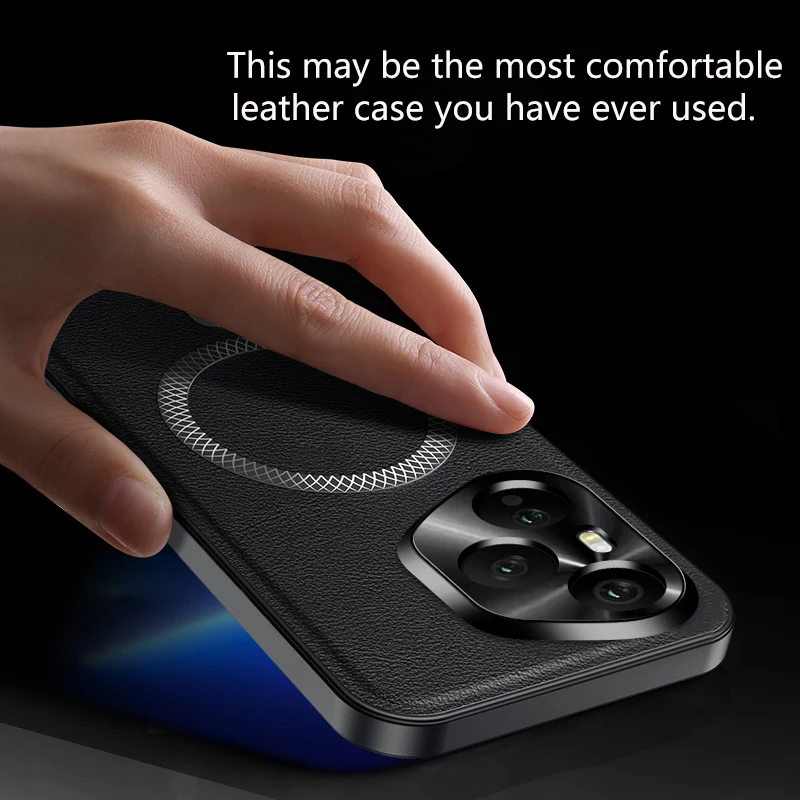 Luxury Leather Wireless Charging Case with Slim Lens Protection and Shockproof Design