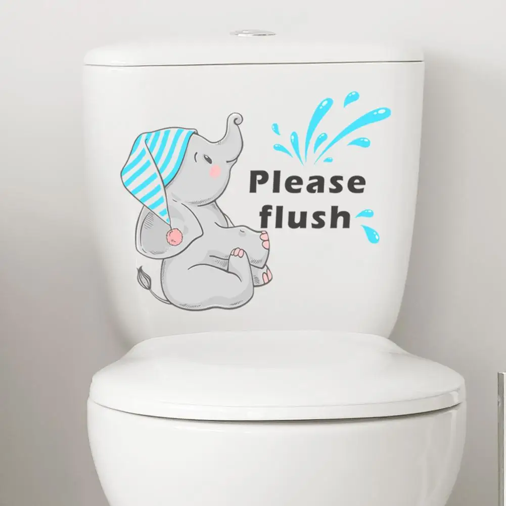 

Toilet Stickers Wear-resistant Wall Decal Elephant Bathroom Decor Wall Stickers Easy to Apply Toilet Sticker for Bathroom