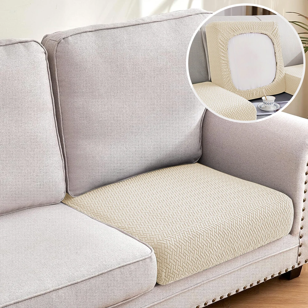 Jacquard Plain Sofa Cover Stretch Fabric Sofa Seat Cover Living Room Removable Spandex Seat Case Chaise Lounge Home Pets 2