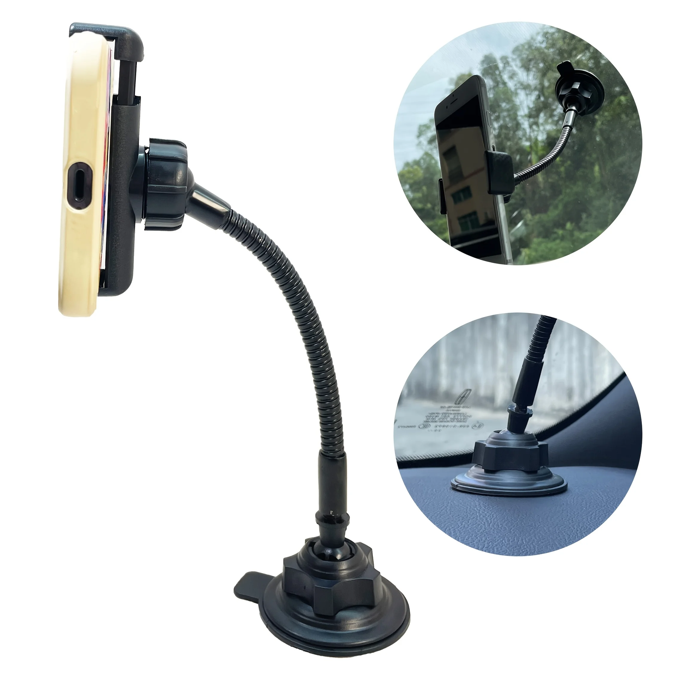 PVC Car Phone Holder Dashboard Mount with Adjustable Viewing Angle