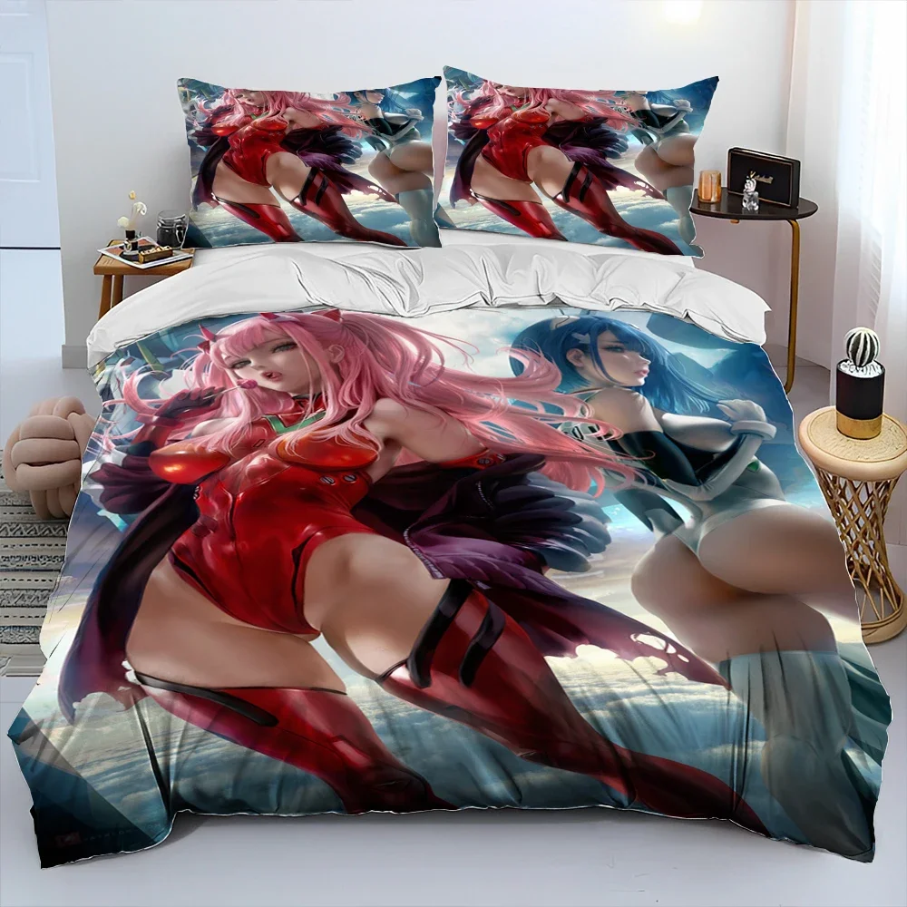 Zero Two DARLING In The FRANXX Cartoon-Bettwäsche-Set, Bettbezug, Bett-Set, Bettbezug, Kissenbezug, Queen-Size-Bettwäsche-Set – Detail 10