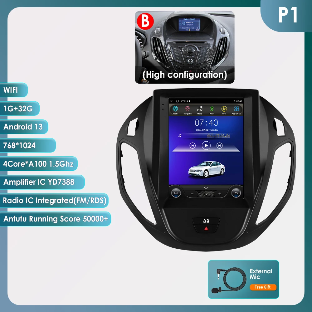 Android Autoradio Für Ford Tourneo Courier - 9,7 Zoll Touchscreen Android 14