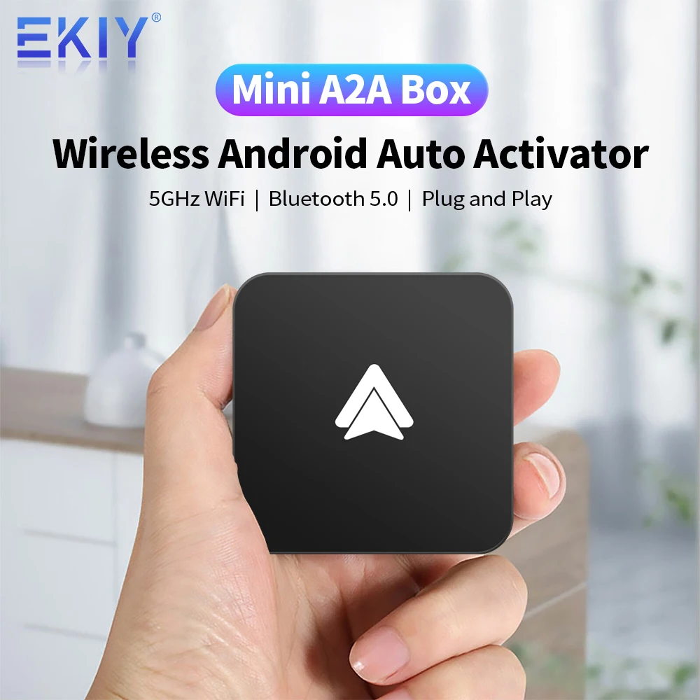 EKIY A2 유선-무선 안드로이드 자동차 어댑터 스마트 Ai 박스 블루투스 와이파이 스포티파이 자동 연결 맵 