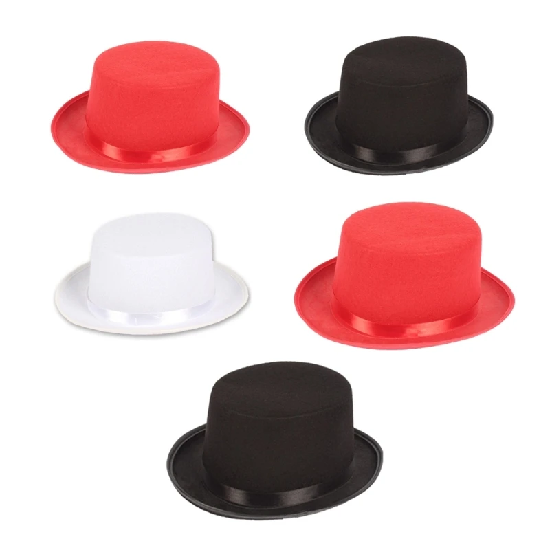 652f Solid Color Felt Satin Top Hat Magician Hat Gentleman Hat Party