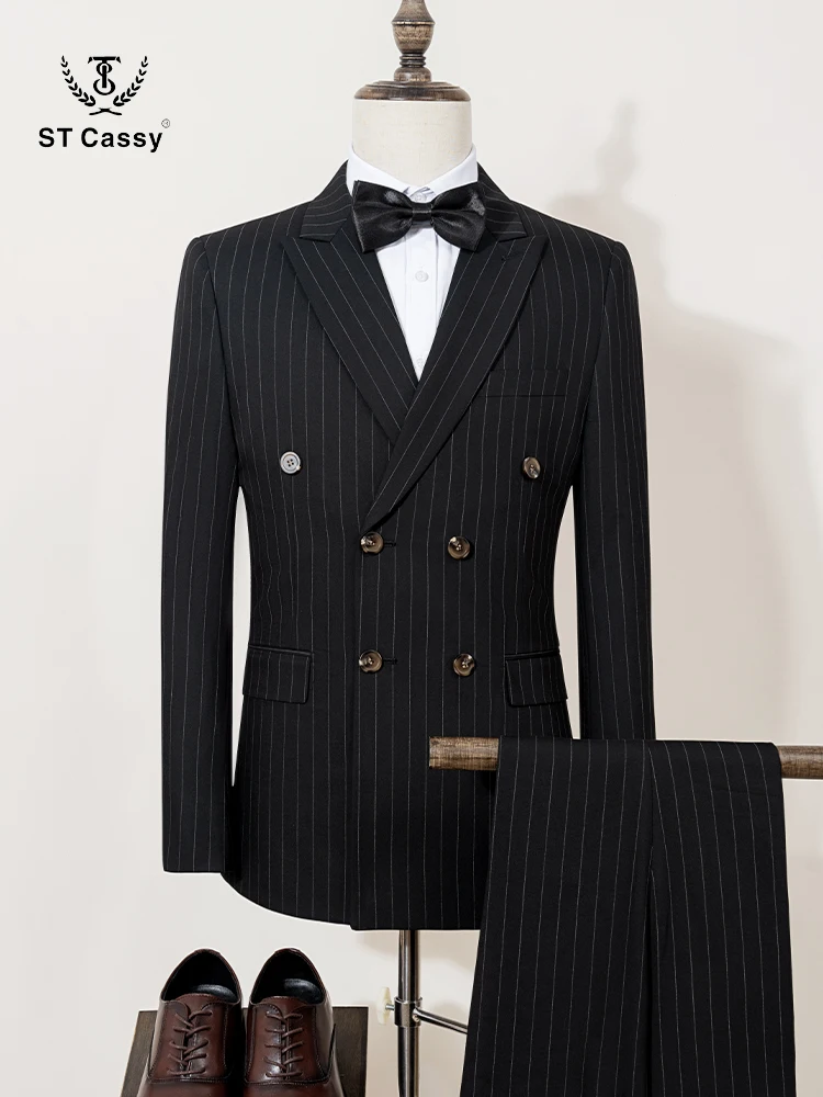 Costumes rayés noirs de haute qualité pour hommes