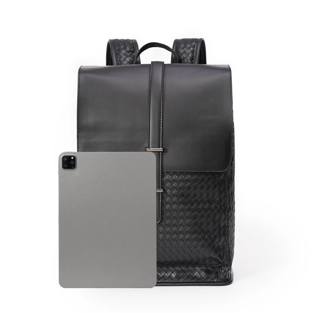 Pu Leather Men Backpack Large Capacity School Bags For Teenagers Travel Laptop Rucksack Student Weaving Shoulder Bagpack JYC187 4