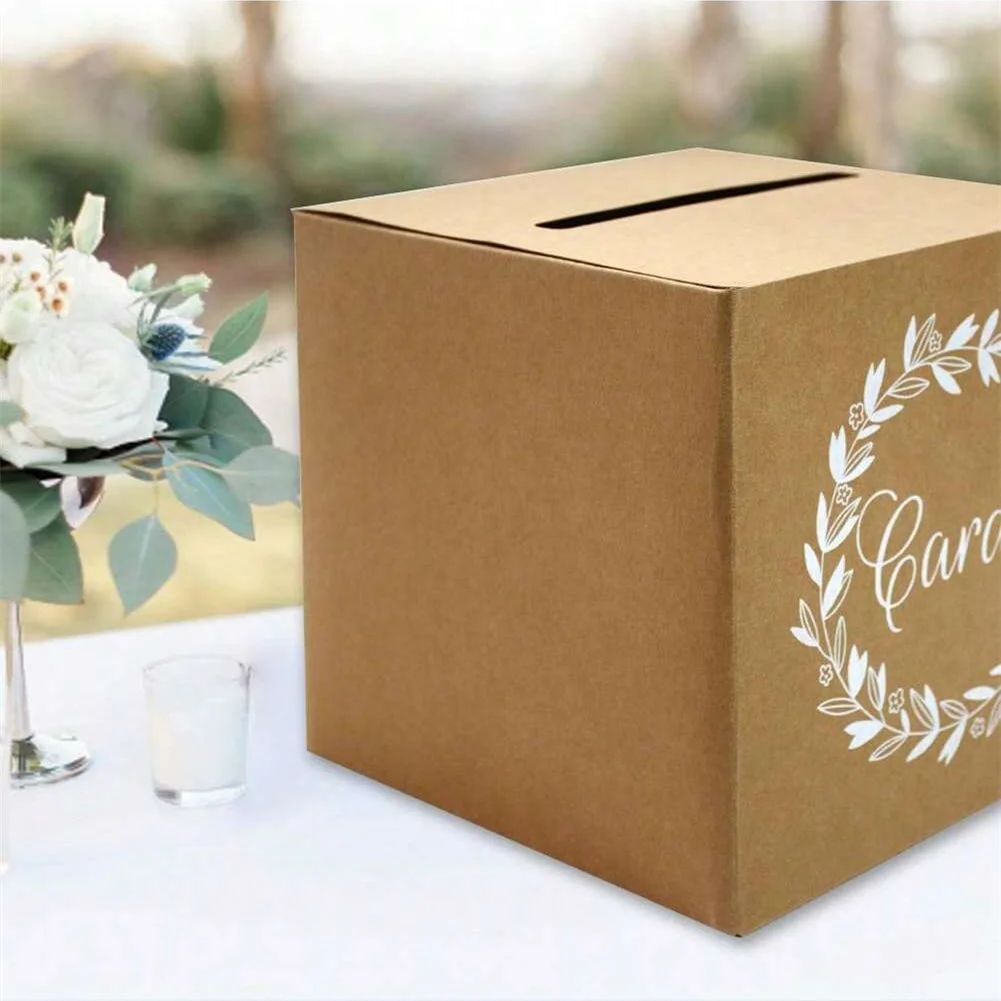 Kraft Card Box Wedding Favors Box Cardboard Receiving Money Holder Wedding Reception Birthday 1PC