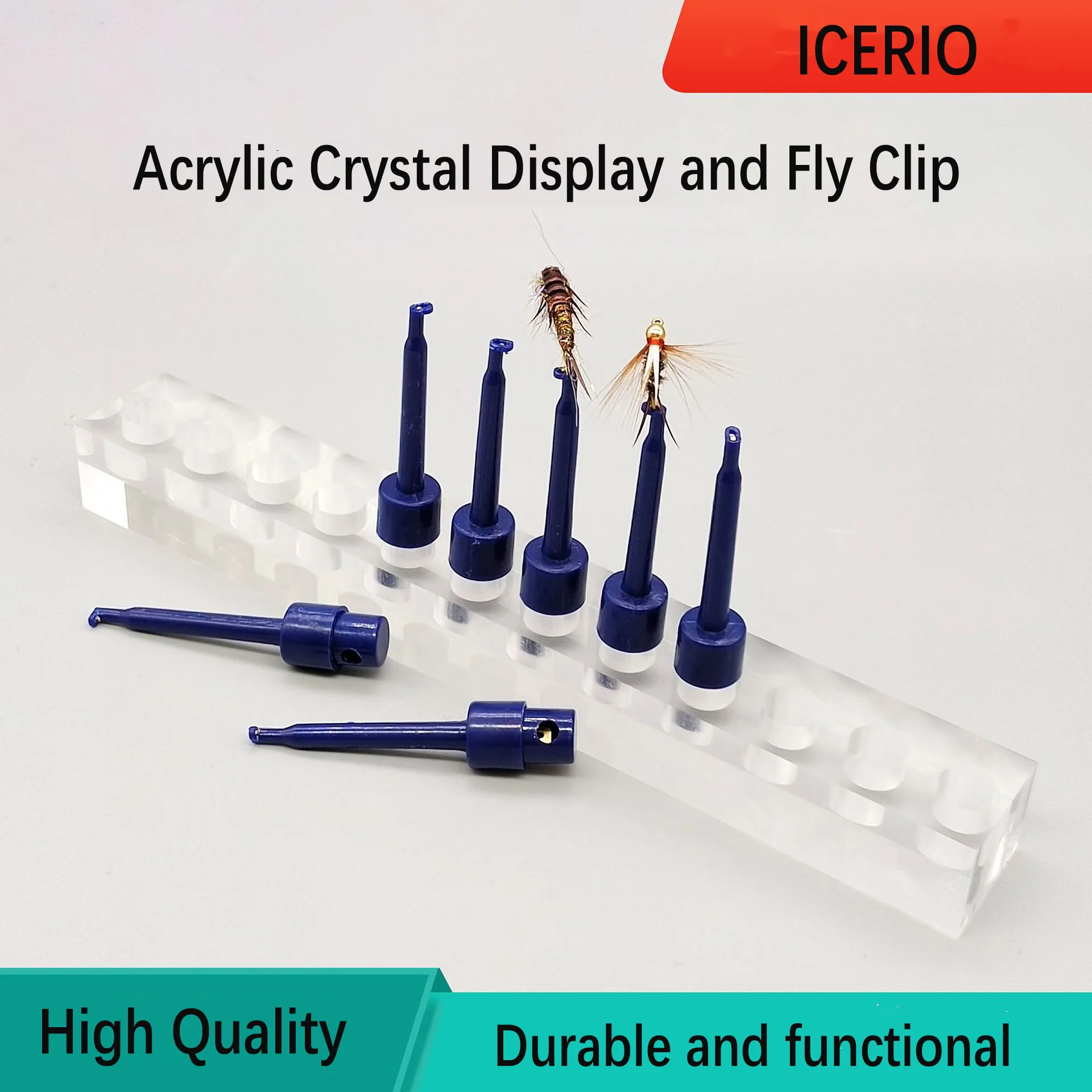 ICERIO Crystal Acrylic Stand Holder Shelf For Fishing Flies Display Lure  Showing Stand Pliers Clip Fishing Tool Accessories