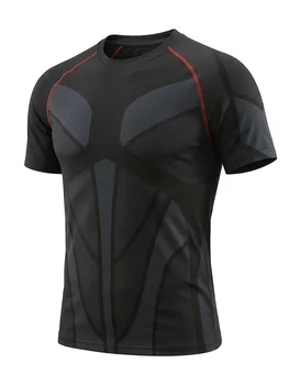New Men's Running T-Shirt Short Sleeve Gym Workout Shirts Fitness Shirts Men's Jogging Sportswear Summer Quick Dry Tees 1