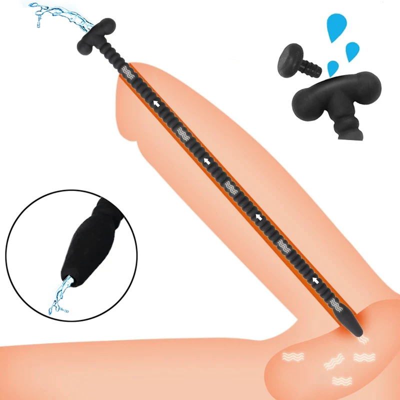 Silicone Long Thread Urethral Catheter Plug Dilator Set Male Hollow Penis Plug Urethra Sound Insert Sex Toys for Man Gay urethral dilator silicone urethral dilator