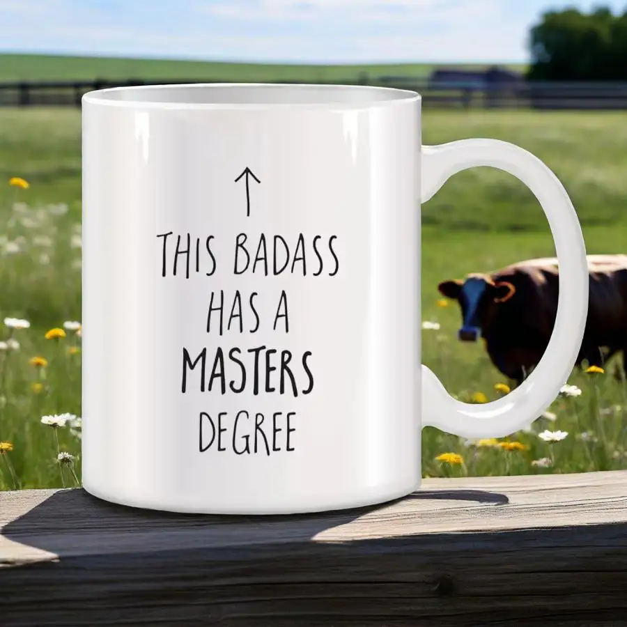 Personalized Ceramic Coffee Mug - 'This Badass Has a Master's Degree' - Unique Gift Idea