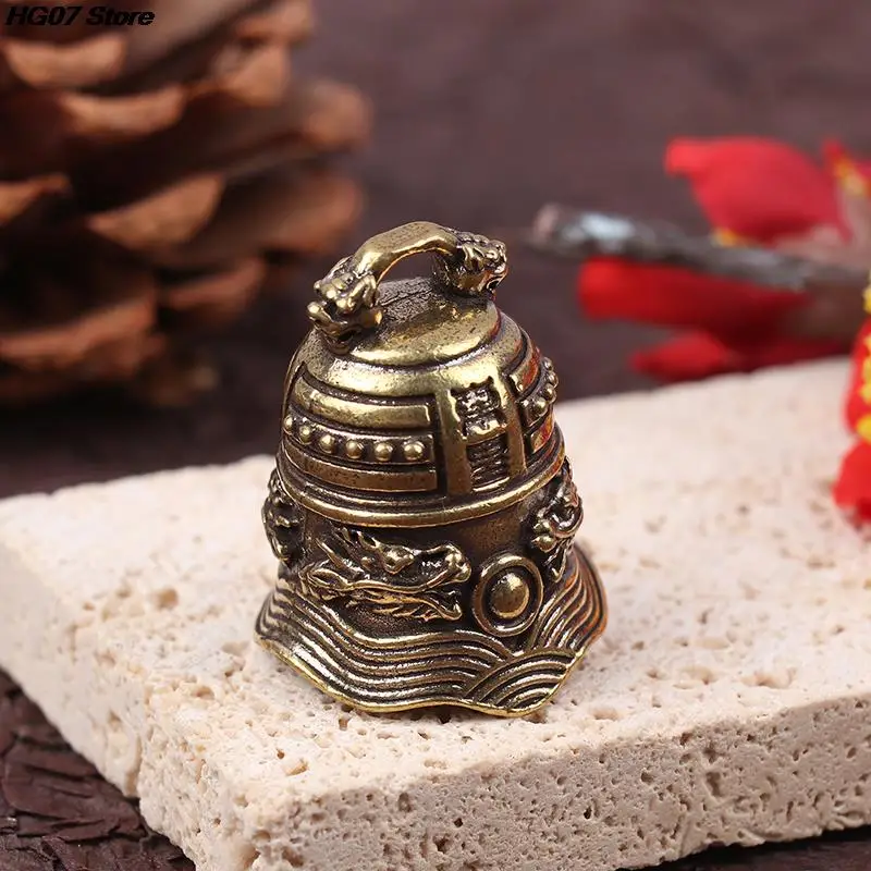 

1Pc Brass Handicraft Dragon Bell Keychain Car Interior Double Dragon Playing Beads Bell Brass Bell Home Decoration Pendant