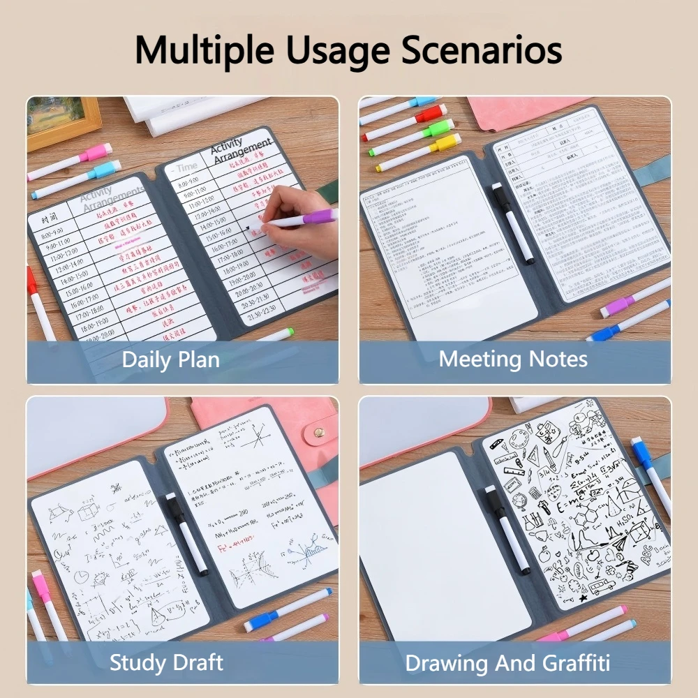 Quaderno Portatile A5 in Pelle con Lavagna Magnetica, Blocco Note Riutilizzabile, Planner Settimanale, Organizer Elegante per Ufficio e Pianificazione Quotidiana - immagine 6