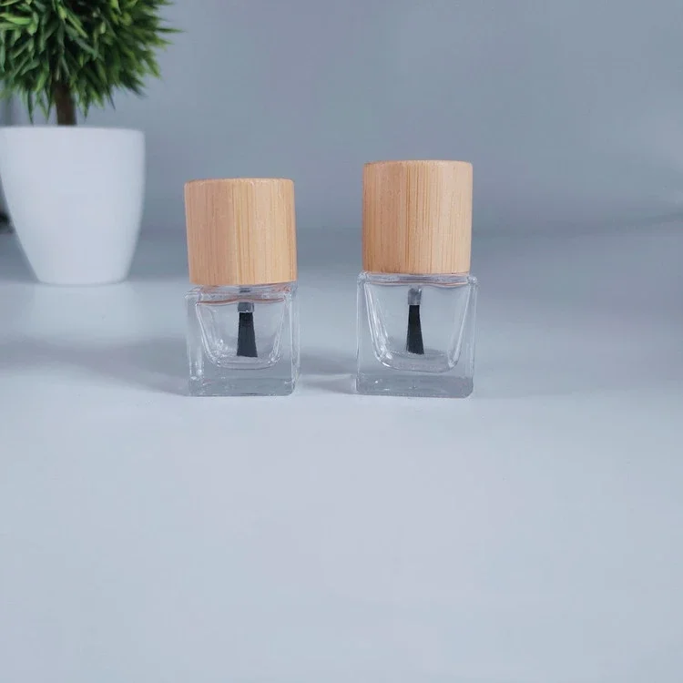 5ml 10ml 15ml Glass Nail Oil Bottle Hair Brush Nail Glue Bottle Bottling Solid Wood and Bamboo Cover Nail Oil Bottle Wholesale