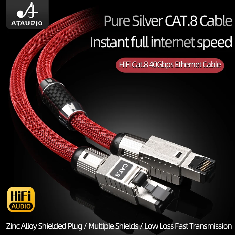 

Кабель Ethernet Hi-Fi Cat8 6N, чистый серебристый, 40 Гбит/с, сетевой кабель для ANSI/TIA-568-C.2-1, Интернет-соединительная линия, аудио Ethernet