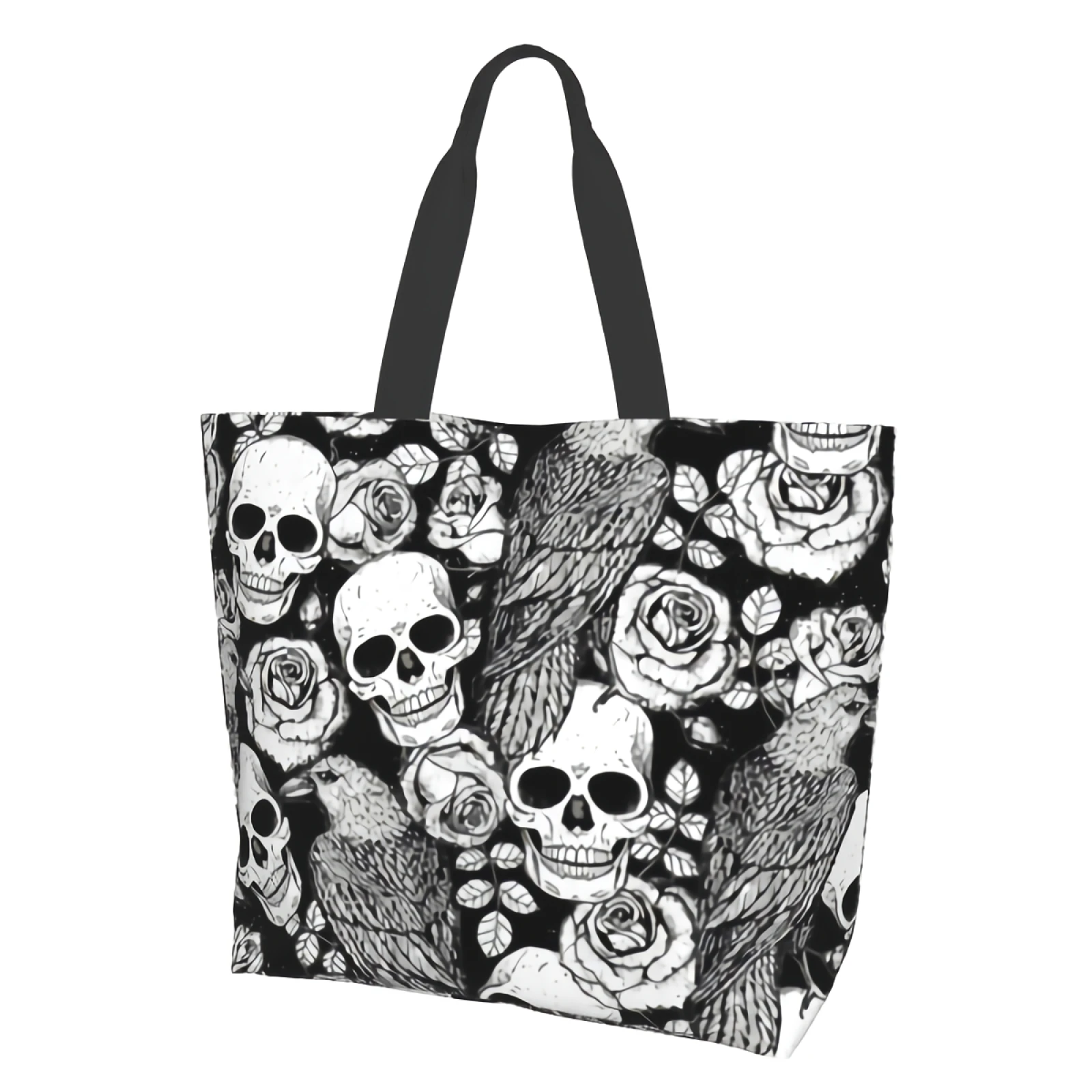 ToteBagSkullRavenTravelShoulderBagHandbagPurseforYogaGym
